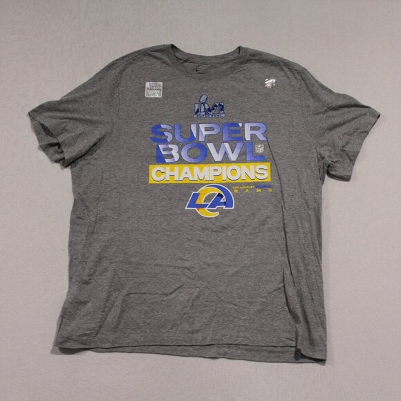 The Nike Tee Men Gray Tee Shirt Super Bowl Champions Los Angeles Ram Size XXL - Picture 1 of 13
